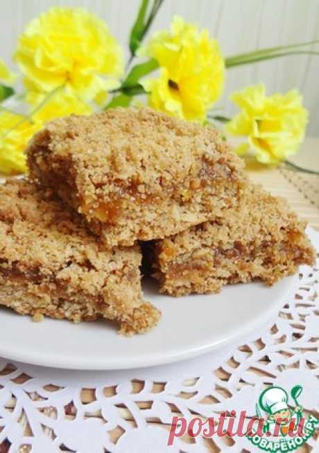 Овсяный насыпной пирог с абрикосовым джемом - кулинарный рецепт