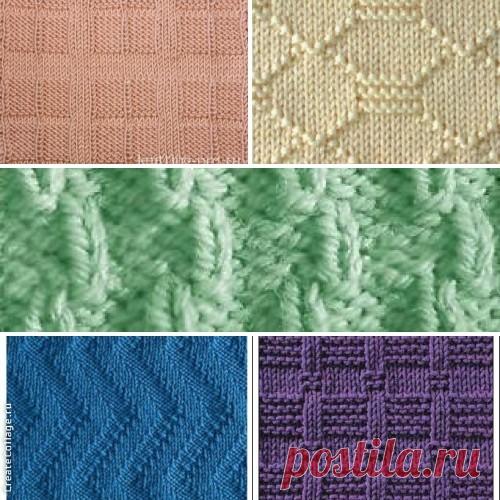 Простые узоры для вязания спицами из лицевых и изнаночных петель (подборка)