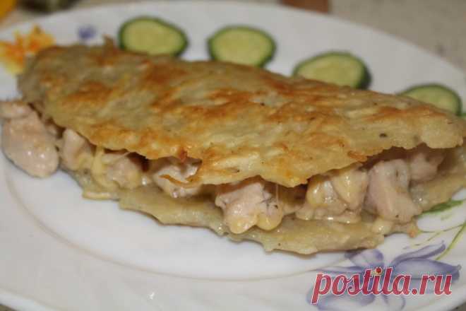 Картофельная лепешка с курицей и сыром - Простые рецепты Овкусе.ру