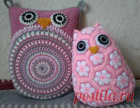 Сова из мотивов Африканский цветок крючком, Вязаные игрушки