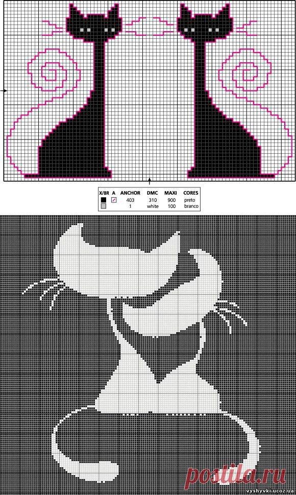 КОТЫ И КОШКИ...... УЗОРЫ ДЛЯ ФИЛЕЙНОГО ВЯЗАНИЯ,ВЫШИВКИ.