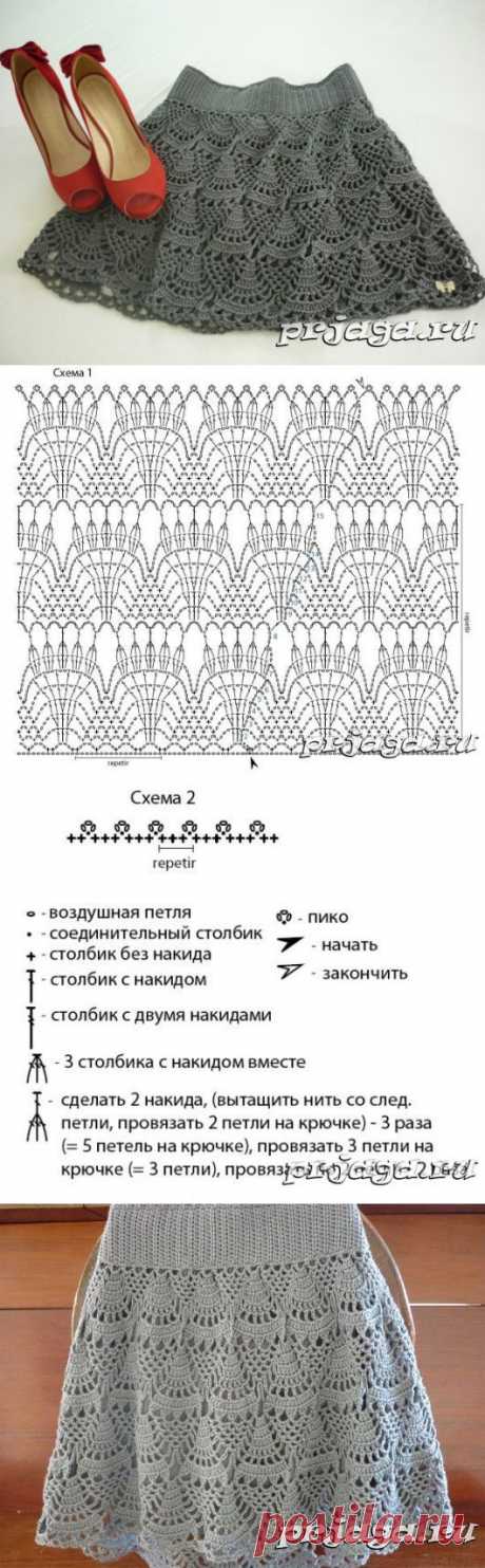 Юбка вязаная крючком, простая схема