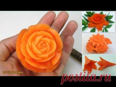 4 Beautiful Carrot Flower Garnishes | Salad &amp; Food Designs for Hotel &amp; Restaurant
