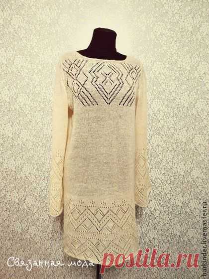 Вязаное платье  "Мохеровое облако" - кремовый,платье,платье вязаное,Платье нарядное