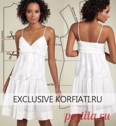 Выкройка сарафана: шьем сарафан на лето своими руками 
 #лето 
https://korfiati.ru/2011/05/vyikroyka-letnego-sarafana/
Этот сарафан просто создан для лета! Полупрозрачная легкая бязь, нежные оборки и белый цвет — в него невозможно не влюбиться! Если ткань слишком прозрачная, всегда можно найти выход — просто сделайте двухслойный лиф и подъюбник из тонкого муслина или бязи. Комфорт даже в самую сильную дару вам гарантирован! Мы покажем как просто можно смоделировать выкройку сарафана своими
