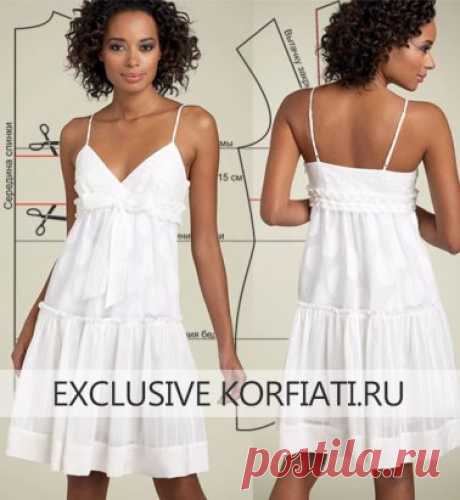 Выкройка сарафана: шьем сарафан на лето своими руками 
 #лето 
https://korfiati.ru/2011/05/vyikroyka-letnego-sarafana/
Этот сарафан просто создан для лета! Полупрозрачная легкая бязь, нежные оборки и белый цвет — в него невозможно не влюбиться! Если ткань слишком прозрачная, всегда можно найти выход — просто сделайте двухслойный лиф и подъюбник из тонкого муслина или бязи. Комфорт даже в самую сильную дару вам гарантирован! Мы покажем как просто можно смоделировать выкройку сарафана своими