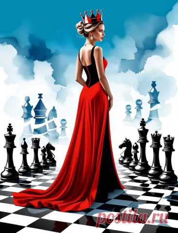 Королева шахматного неба в алом вихре фантазий и света. Изображение из нейронной сети Stable Diffusion - Stable Diffusion 1.5 / SDXL примеры промтов - Форум ИИ о нейросетях - Yes Ai