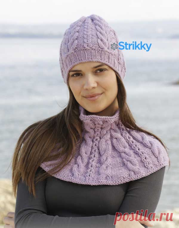 Комплект Milena (шапка и манишка) от Drops Design вязаный спицами | Strikky.ru