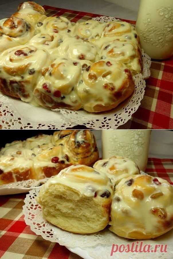 Булочки с изюмом со сливочной заливкой - Простые рецепты Овкусе.ру