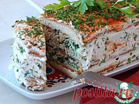 Закусочный торт с брынзой и шпинатом - кулинарный рецепт