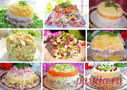 1. Салат "Ночь"
2. Салат с сухариками
3. Салат "Нежность" 
4. Салат с яичными блинчиками 
5. Салат из фасоли "Остренький" 
6. Салат с консервированной рыбкой 
7. Салат с крабовыми палочками и грибами 
8. Салат с рыбой и солеными огурчиками 
9. Салат "Ирина" 
9 рецептов самых вкусных салатов от Натальи Чагай