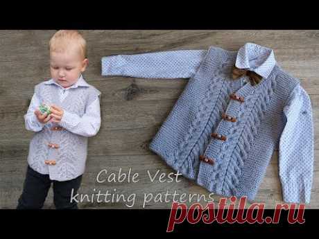Жилет с косами мальчику спицами | Cable Vest knitting patterns