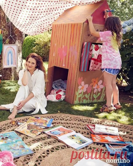 Фотосессия Дрю Бэрримор с дочурками для журнала Domino Kids