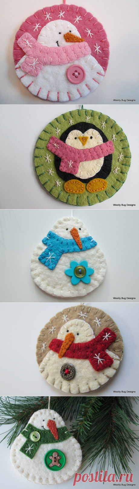 Игрушки из фетра на елочку. Идеи для вдохновения.