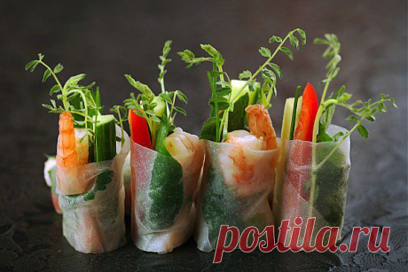 Спринг-роллы с овощами и креветками | Вкусные Рецепты