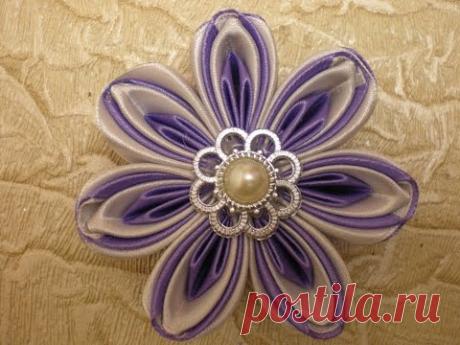 КРАСИВЫЙ  Цветок из Ленты 2.5 см. КАНЗАШИ Своими Руками./DIY /KANZASHI /Tutorial / Flower./
