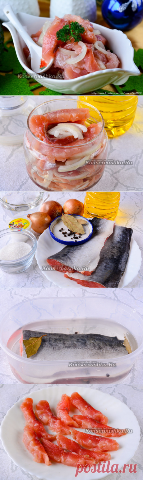 Соленая горбуша в масле с луком - не только вкусно, но и впрок