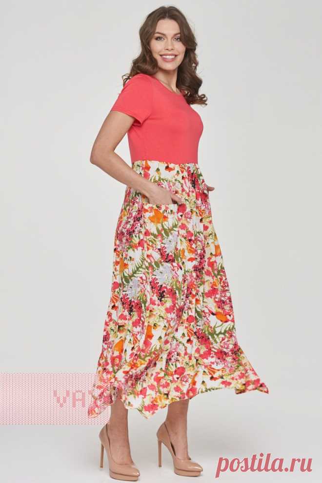 Летние платья от марки VAY. Женские летние платья VAY (артикул 191-3482), цветовое решение коралл/маки. Ещё больше женских платьев марки ВЭЙ на оптовом сайте производителя VAY - Ньювэй.ру https://www.newvay.ru