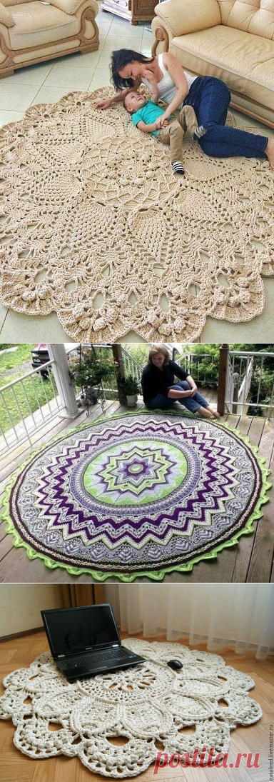 Красивый коврик для дома можно связать своими руками. Подборка идей, схемки.