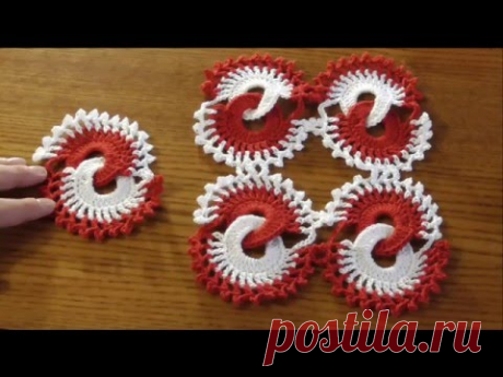 Красивый, оригинальный, двухцветный мотив крючком в форме восьмерки