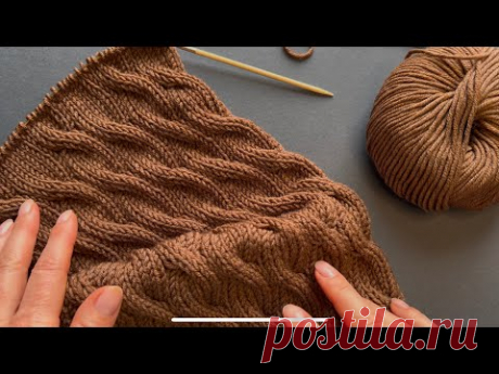 Роскошный узор из кос с секретом: для шали, свитеров и не только! 🎀