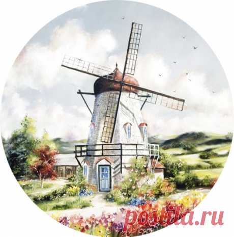 Картинки для декупажа.Круглые для тарелок и часов