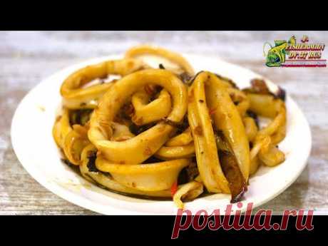 Вкусные жареные кальмары по-Китайски с зелёным луком, Ищите новый рецепт из кальмаров? Вы его нашли.