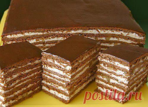 Лучшие кулинарные рецепты: Торт медово-шоколадный с орехами