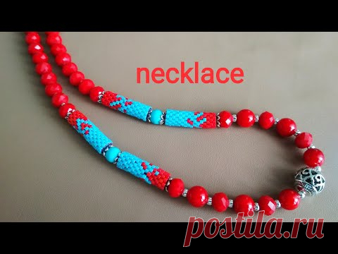 Бусины из бисера. Колье. Beaded necklace