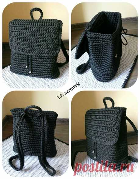 Вязание крючком рюкзак шаблон вдохновение / вязание крючком сумка из Т-Шир пряжи-Salvabrani