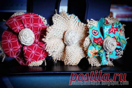 Стильные цветы из мешковины. Необычная идея. Мастер-класс.