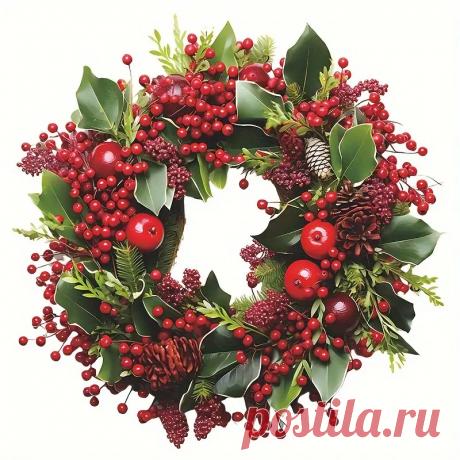 Рождественский Венок из Сосны и Акации 3D Самоклеящаяся - Temu Moldova