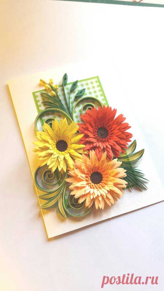Quilled Birthday Card Mother's Day Card Greeting by Gericards