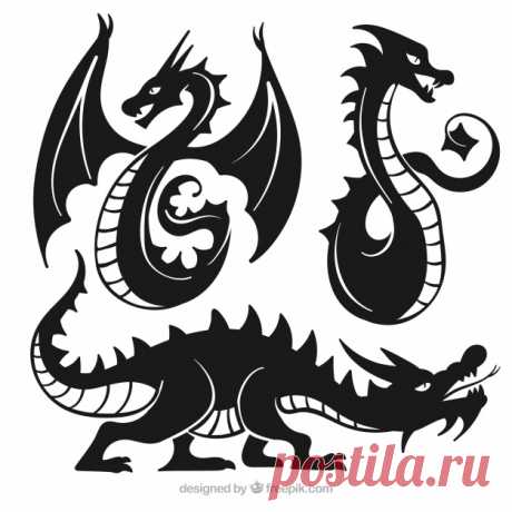 Коллекция драконов в черном цвете Более миллиона свободных векторов, PSD, фотографии и бесплатные иконки. Эксклюзивные халявы и все графические ресурсы, которые необходимые для ваших проектов