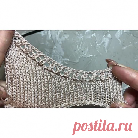 Обвязка горловины спицами. Отделка горловины.