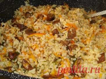 Плов с грибами и овощами, это очень вкусно