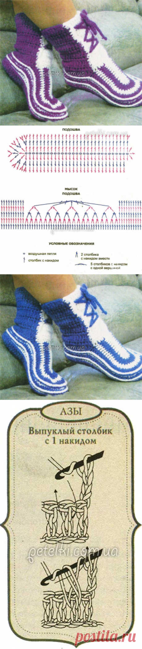 Носочки-сапожки крючком. Описание вязания