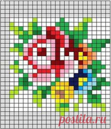 Схема вышивки роз крестиком бисером