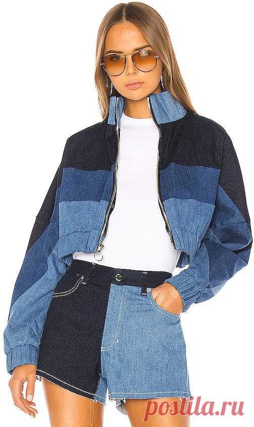 Frankie B. Chloe Denim Track Jacket. - size L (also