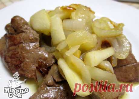 Печень с яблоками - Простые рецепты