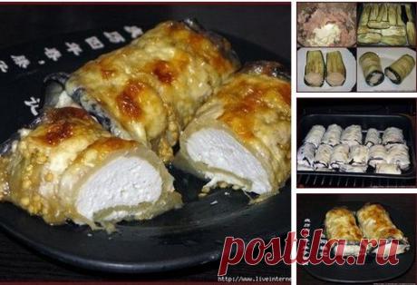 Баклажановые рулетики с курицей. приготовление | CookandYou