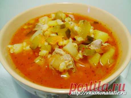 Рецепт рассольника с перловкой на куриных желудках