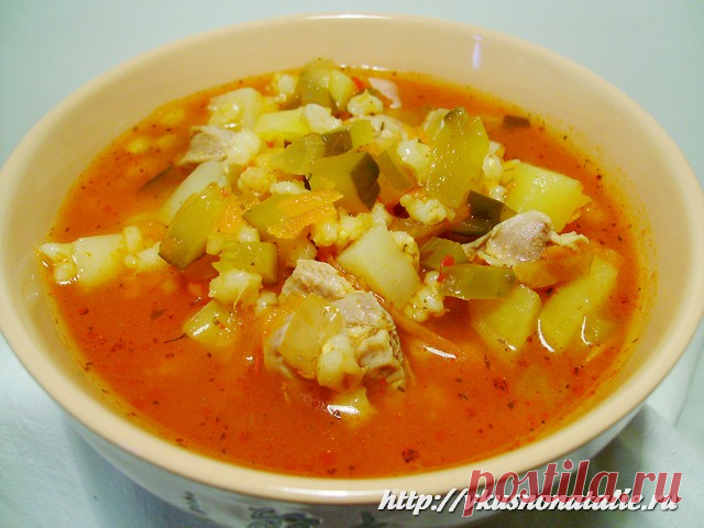 Рецепт рассольника с перловкой на куриных желудках