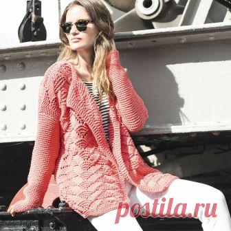 Кардиган с волнистым рельефным узором - схема вязания спицами. Вяжем Кардиганы на Verena.ru