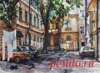 Этот двор что-то значит в моей, без сомненья, судьбе... Художник Павел Гладков Павел Гладков родился в Одессе в 1961 году. В 1984 году закончил факультет керамики Одесского художественного училища имени М.Б.Грекова. С 1996 года живёт и работает в Польше, в г.Вроцлав. Он - член Ассоциации польских художников и Ассоциации польских акварелистов...