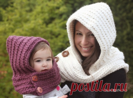 Hooded Crochet Cowl with Lion Brand Thick & Quick Yarn #Scarfie - Repeat Crafter Me