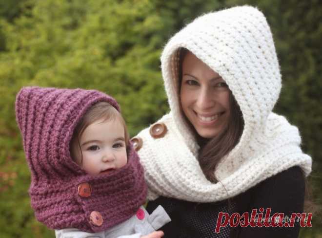 Hooded Crochet Cowl with Lion Brand Thick & Quick Yarn #Scarfie - Repeat Crafter Me