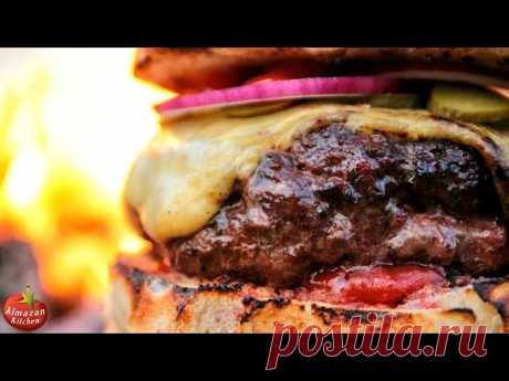 MOST.EPIC.CHEESEBURGER! - Stone-Fried in the Forest Juicy free-range beef putty that is cooked using special techniques that you won't see anywhere else! Plus some crispy fries cooked on fire and home made bread. All cooked outside on beautiful nature from fresh organic ingredients. This video will put you