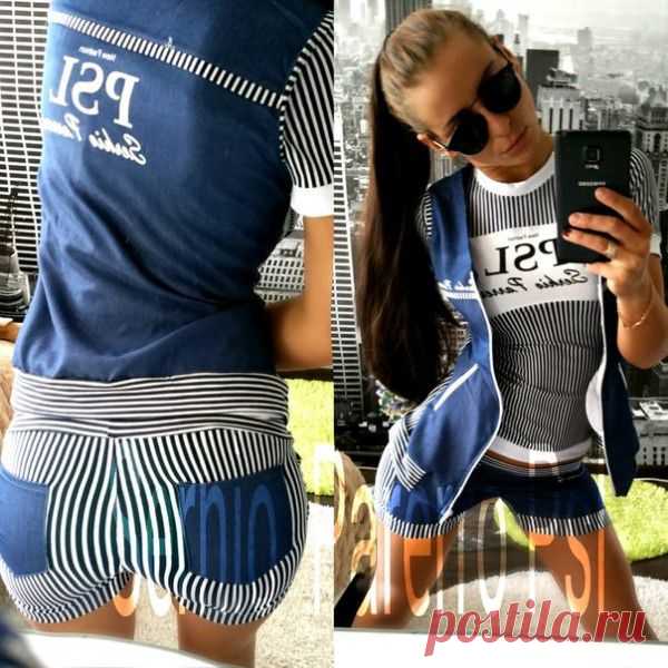 Костюм Море нью.название 3-ка футболка жилет шорты
"Море нью"
размер:смл
мостав:джинс тонкийд вухнитка