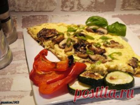 Омлет на творожном сыре с шампиньонами (идеи для завтрака)